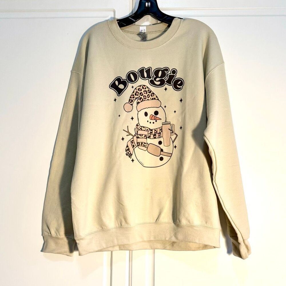 NEW Bougie Snowman Sweatshirt," a graphic crewneck designed for the winter/holid - Picture 2 of 7